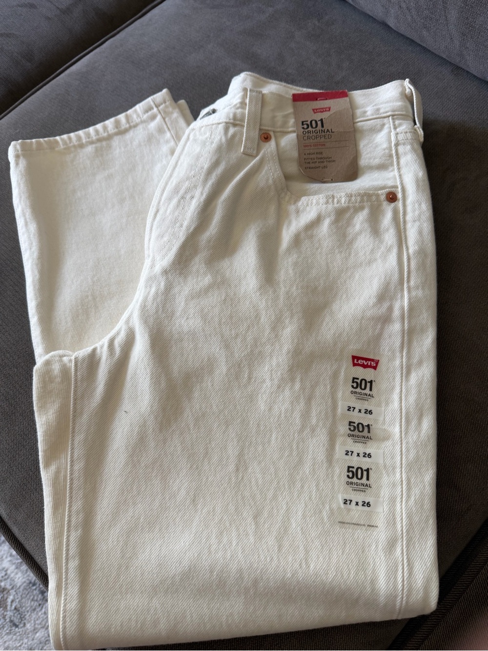 Levi's White 501 Original Straight Leg Jeans (Women)